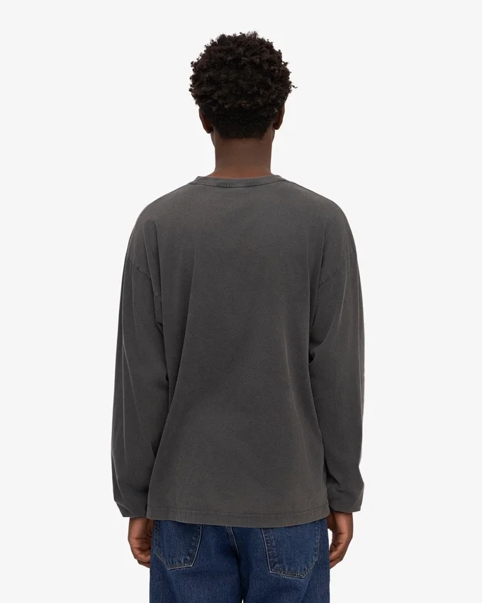 Camiseta orgánica de manga larga oversize - Negro descolorido