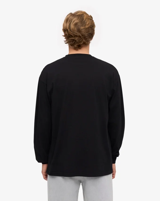 Camiseta orgánica de manga larga oversize - Negro intenso