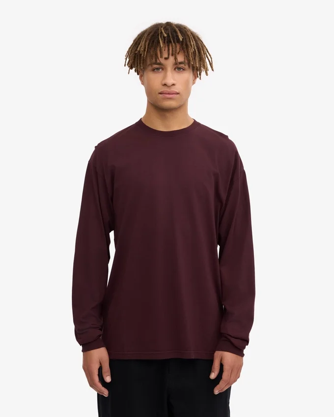 Camiseta orgánica de manga larga oversize - Rojo sangre