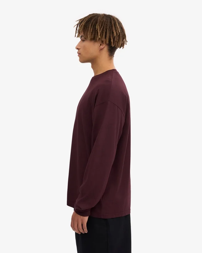 Camiseta orgánica de manga larga oversize - Rojo sangre