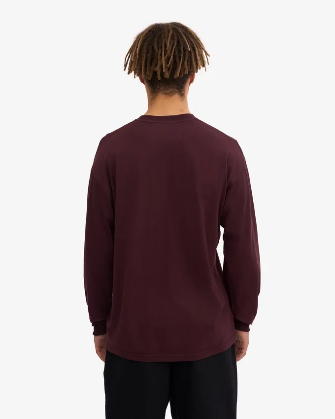 Camiseta orgánica de manga larga oversize - Rojo sangre