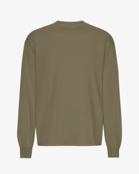 Camiseta orgánica de manga larga oversize - Verde oliva apagado
