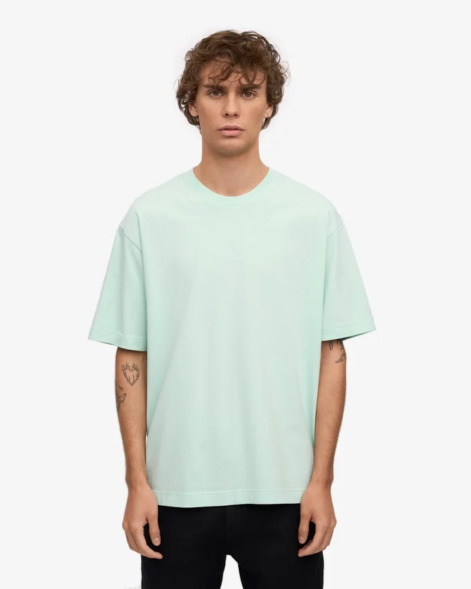 Camiseta orgánica oversize - Azul aguamarina claro