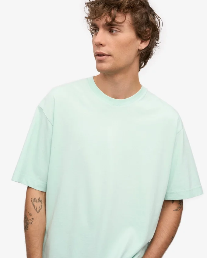 Camiseta orgánica oversize - Azul aguamarina claro