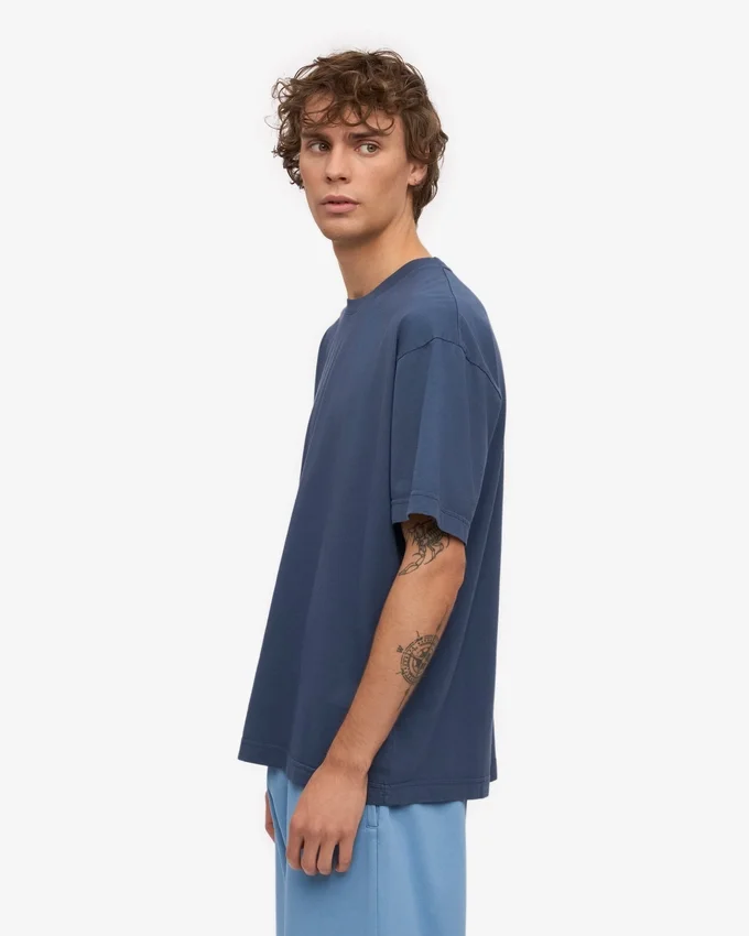 Camiseta orgánica oversize - Azul petróleo