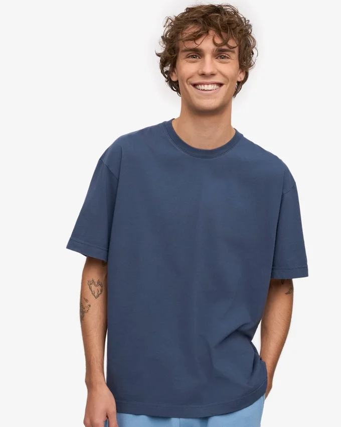 Camiseta orgánica oversize - Azul petróleo