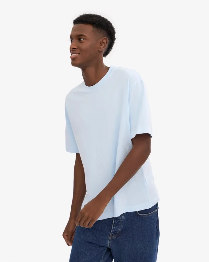 Camiseta orgánica oversize - Azul polar