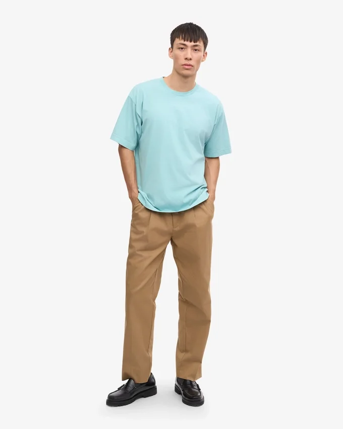 Camiseta orgánica oversize — Azul verdoso