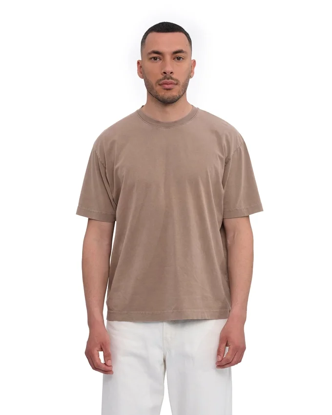 Camiseta orgánica oversize - Caqui descolorido