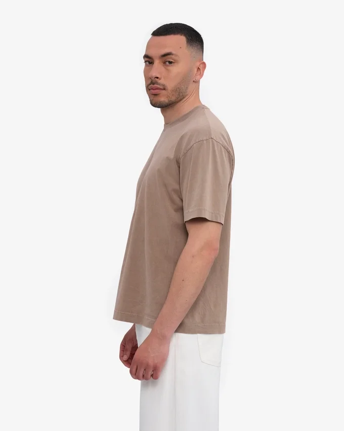 Camiseta orgánica oversize - Caqui descolorido