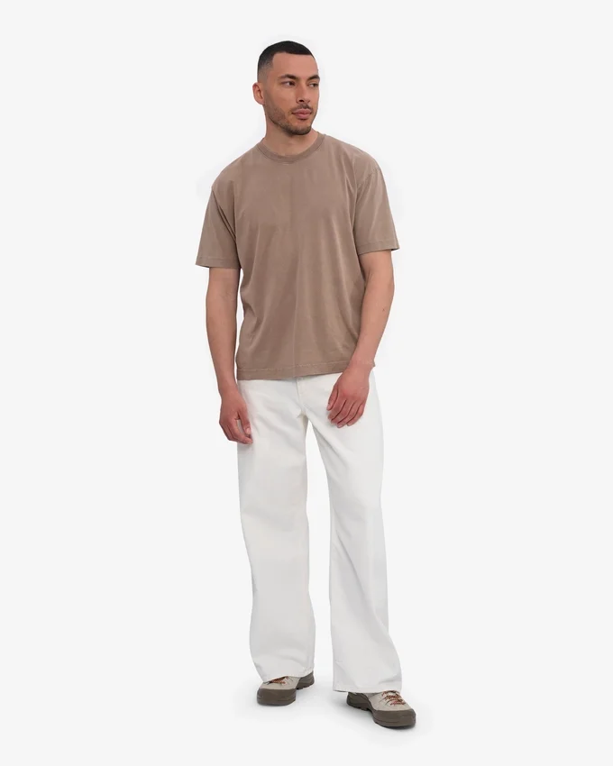 Camiseta orgánica oversize - Caqui descolorido
