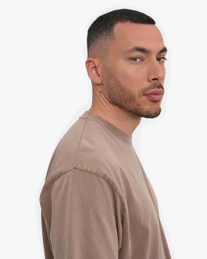 Camiseta orgánica oversize - Caqui descolorido