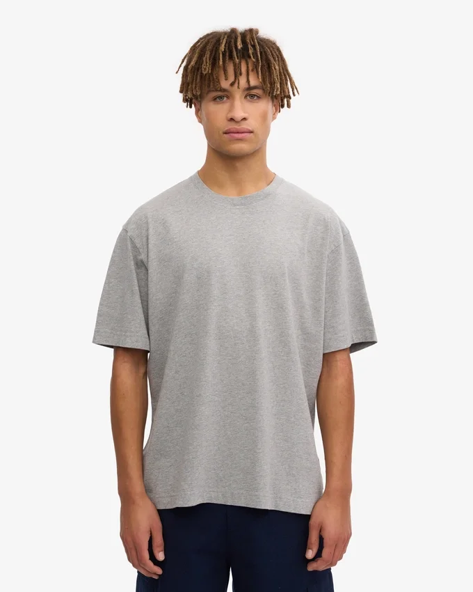 Camiseta orgánica oversize - Gris jaspeado