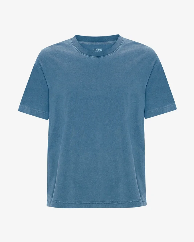 Camiseta orgánica oversize - Índigo descolorido