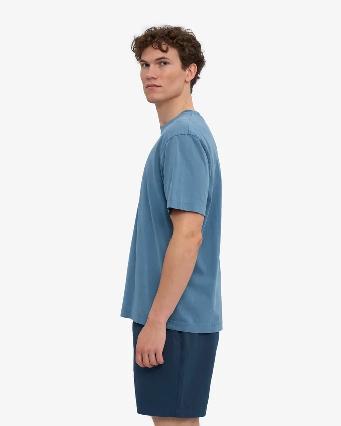 Camiseta orgánica oversize - Índigo descolorido