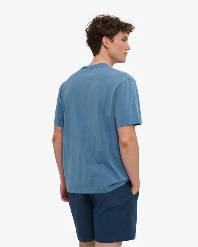 Camiseta orgánica oversize - Índigo descolorido