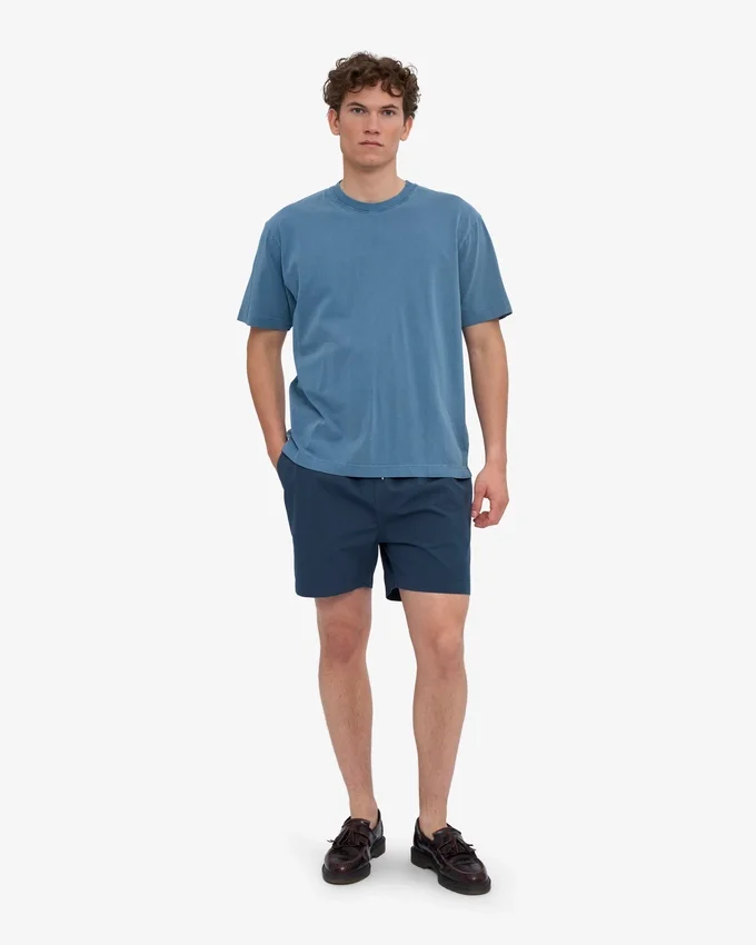 Camiseta orgánica oversize - Índigo descolorido