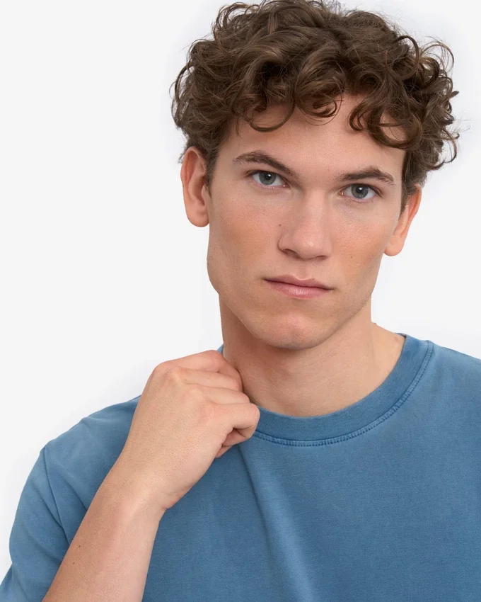 Camiseta orgánica oversize - Índigo descolorido