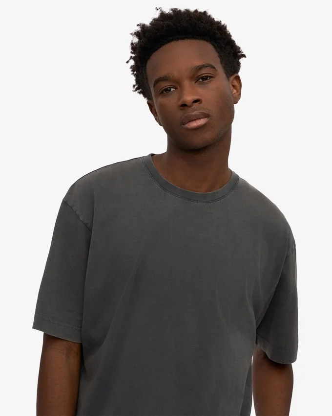 Camiseta orgánica oversize - Negro desgastado