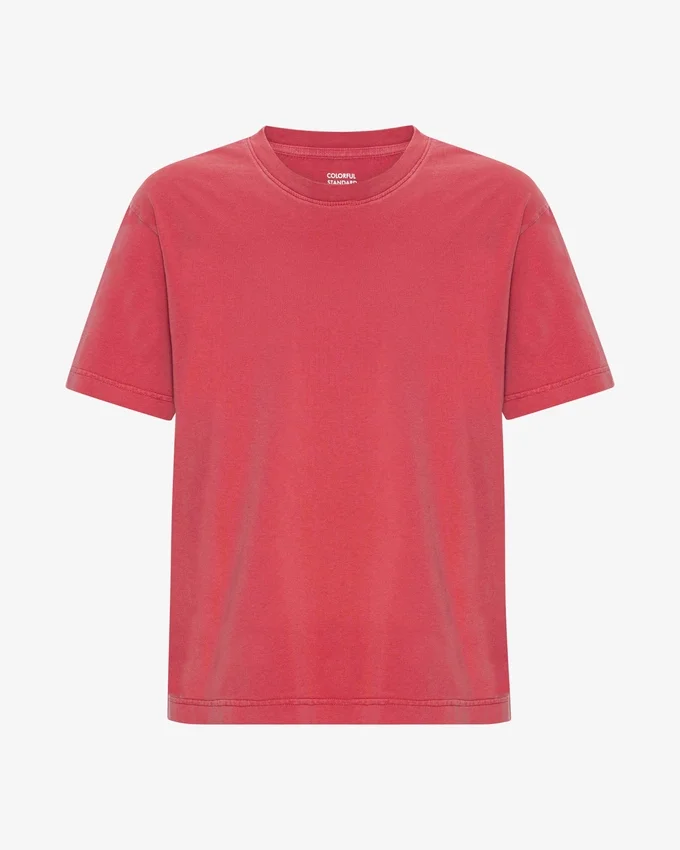 Camiseta orgánica oversize - Rojo descolorido