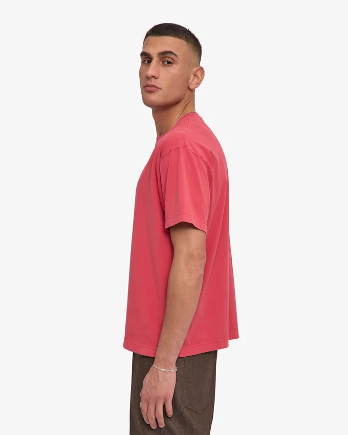 Camiseta orgánica oversize - Rojo descolorido