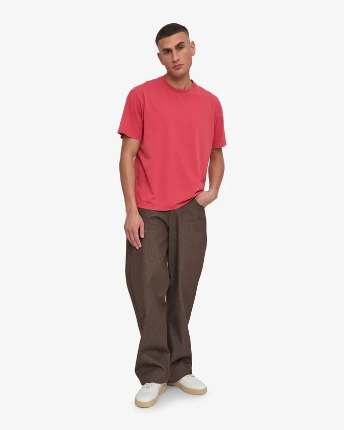 Camiseta orgánica oversize - Rojo descolorido
