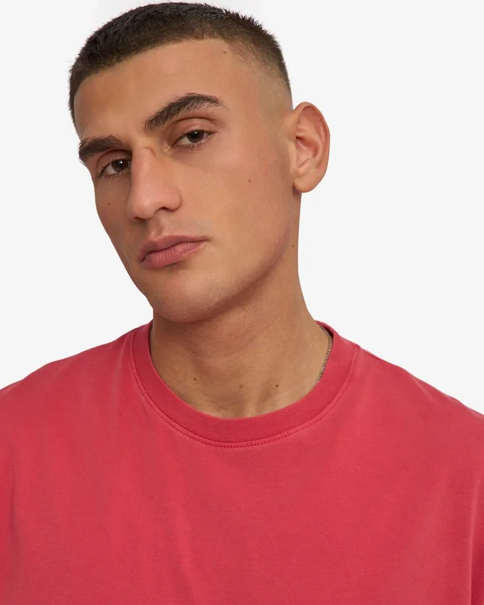 Camiseta orgánica oversize - Rojo descolorido