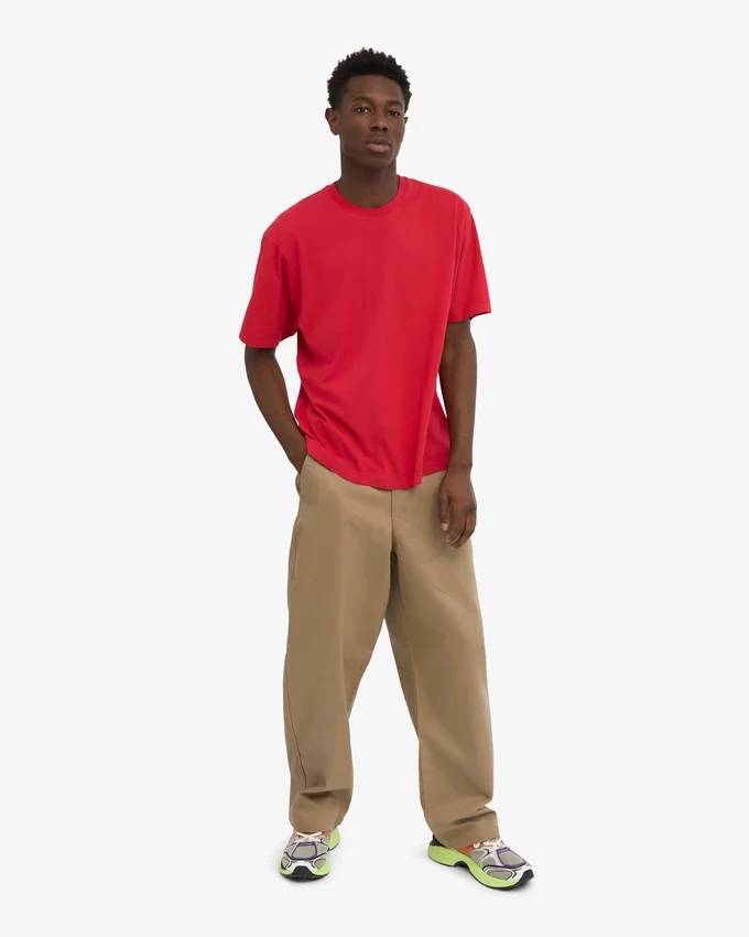 Camiseta orgánica oversize - Rojo escarlata