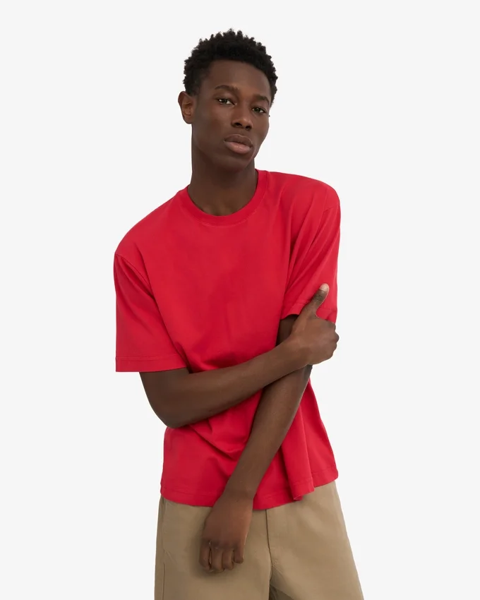 Camiseta orgánica oversize - Rojo escarlata