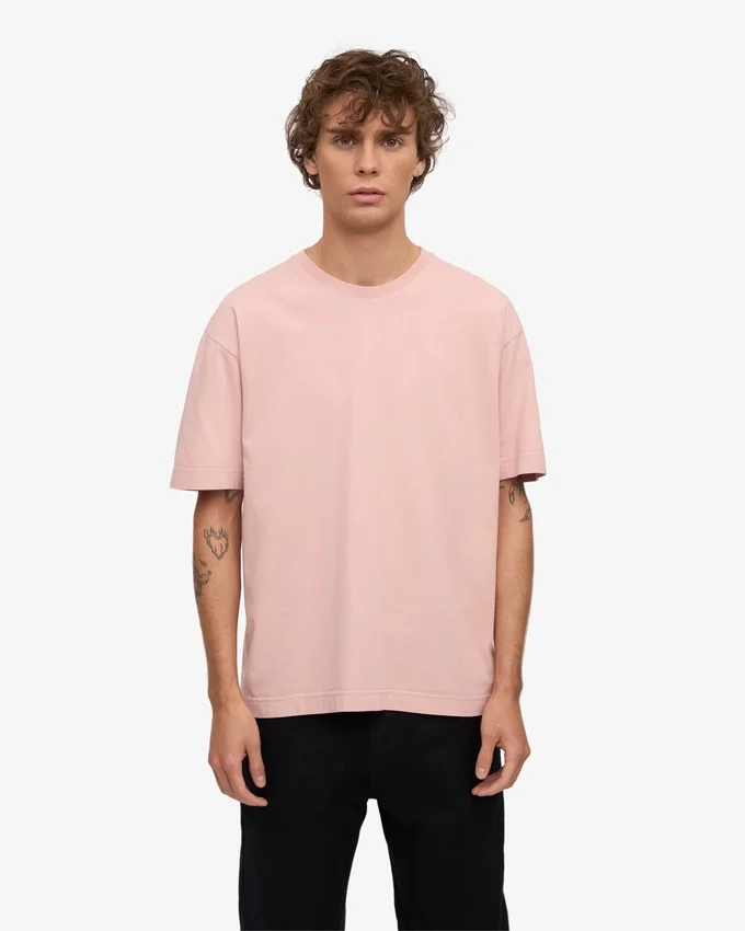 Camiseta orgánica oversize - Rosa descolorido