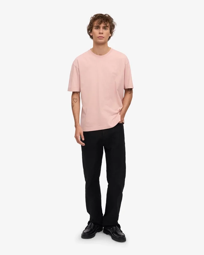 Camiseta orgánica oversize - Rosa descolorido