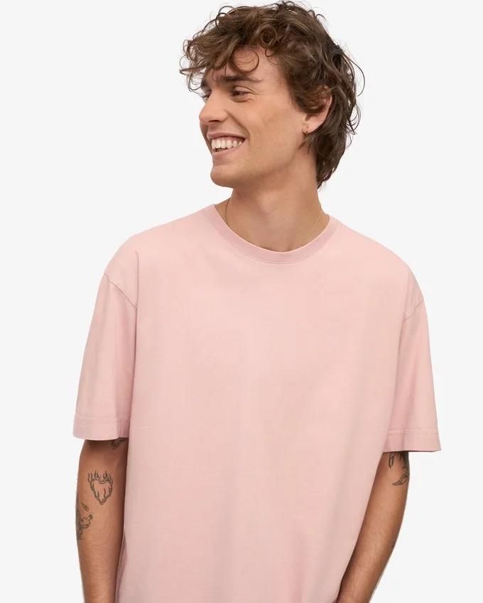 Camiseta orgánica oversize - Rosa descolorido