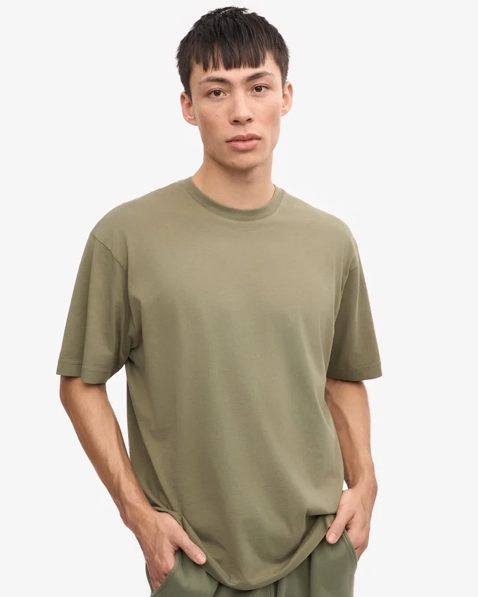 Camiseta orgánica oversize - Verde oliva apagado