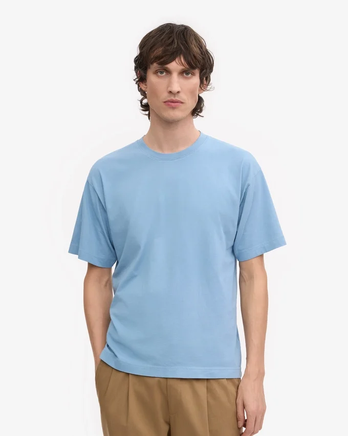 Camiseta oversize de algodón orgánico - Azul mar