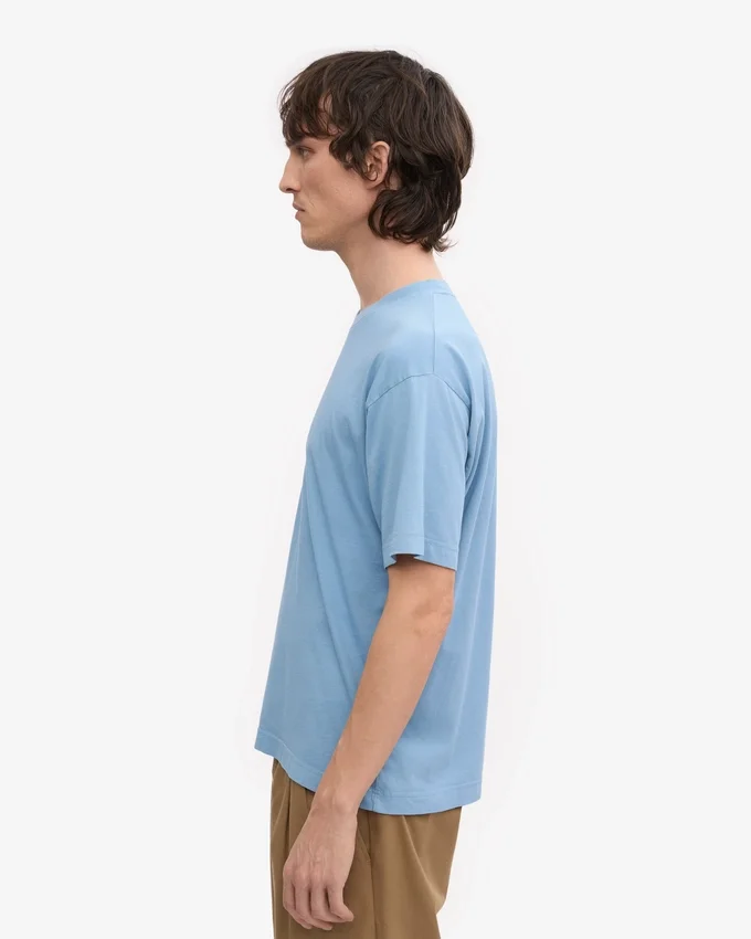 Camiseta oversize de algodón orgánico - Azul mar