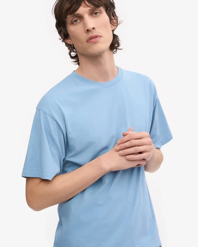 Camiseta oversize de algodón orgánico - Azul mar