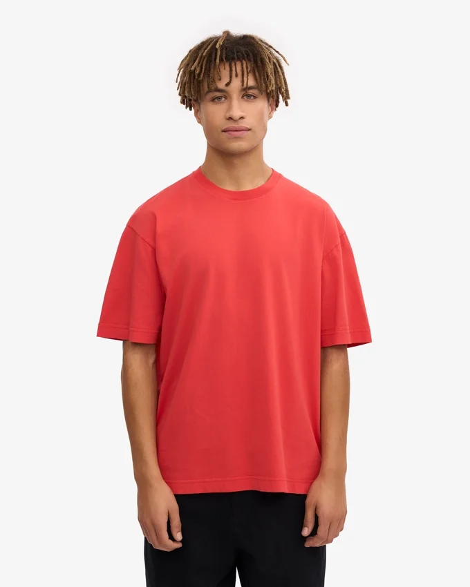 Camiseta oversize de algodón orgánico - Rojo mandarina