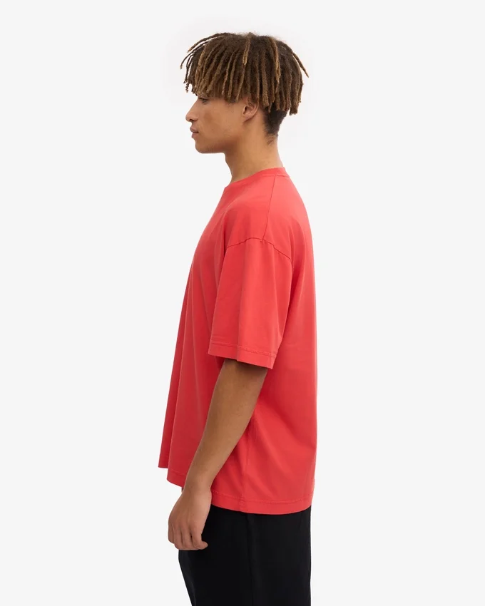 Camiseta oversize de algodón orgánico - Rojo mandarina