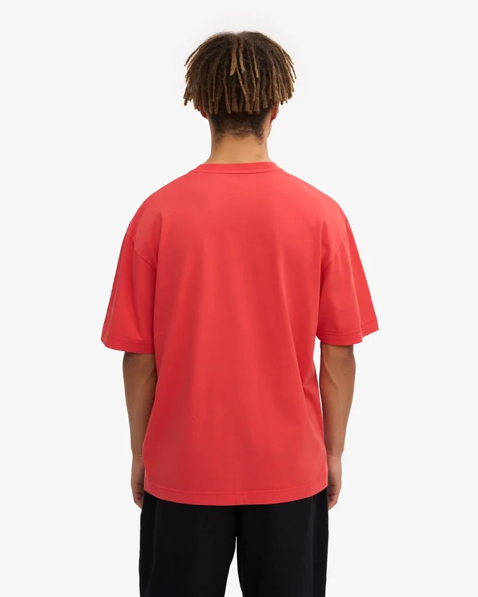 Camiseta oversize de algodón orgánico - Rojo mandarina
