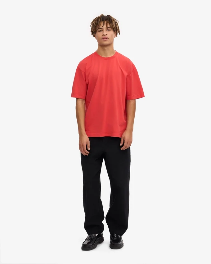 Camiseta oversize de algodón orgánico - Rojo mandarina