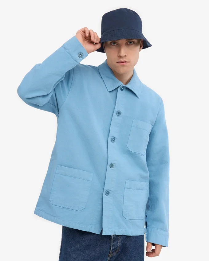 Chaqueta de trabajo de algodón orgánico - Azul mar