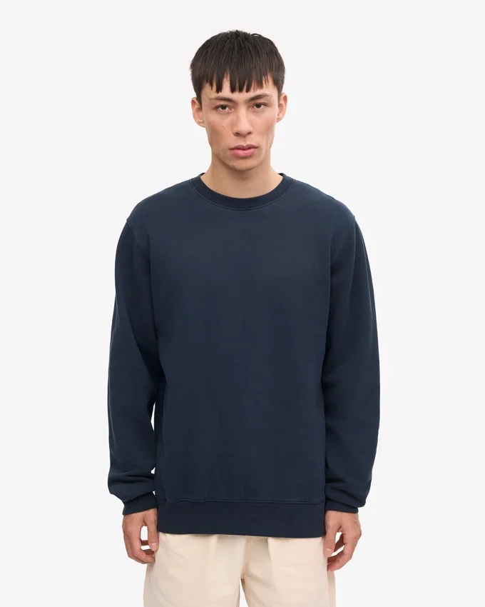 Classic Organic Jersey de cuello redondo - Azul marino