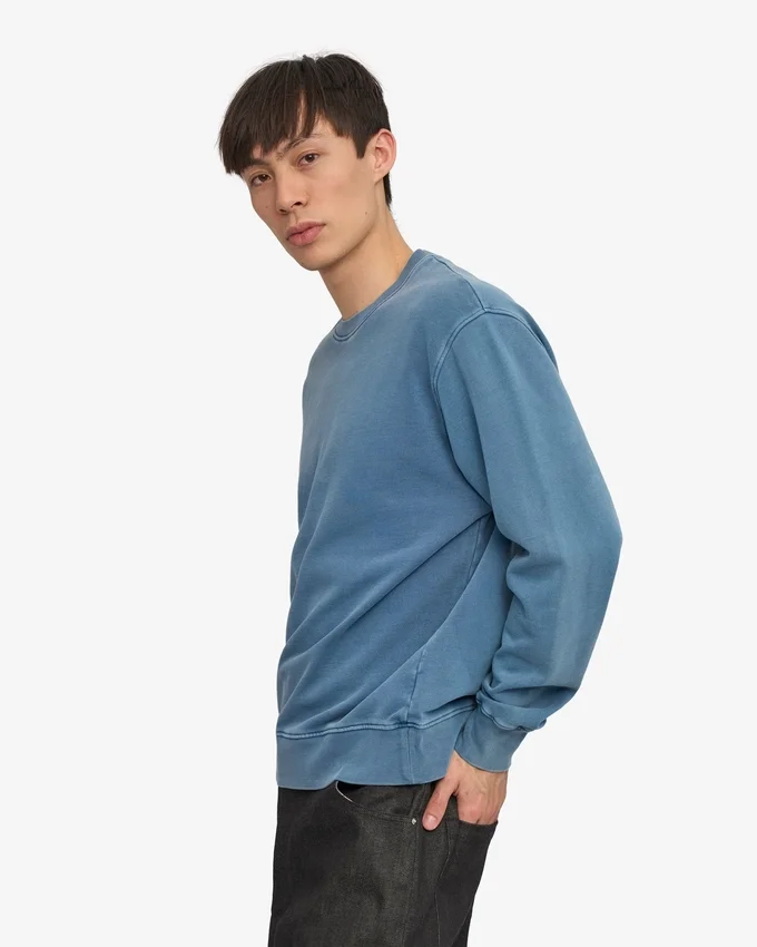 Classic Organic Jersey de cuello redondo - Índigo descolorido