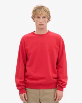 Classic Organic Jersey de cuello redondo – Rojo escarlata