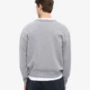 Cárdigan de cuello en V de lana merina - Gris jaspeado