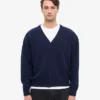 Cárdigan de lana merina con cuello en V - Azul marino