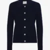 Cárdigan de lana merina con cuello para mujer - Azul marino