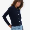 Cárdigan de lana merina con cuello para mujer - Azul marino