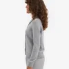 Cárdigan de lana merina con cuello para mujer - Gris jaspeado