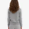 Cárdigan de lana merina con cuello para mujer - Gris jaspeado